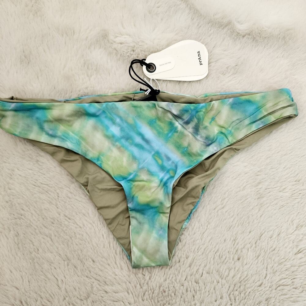 NWT prAna Gemma Reversible Cheeky Bikini Bottoms Mirage Green Blue Medium